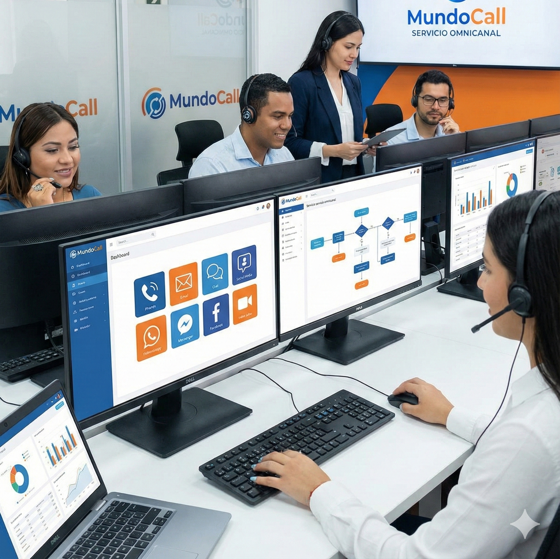 Equipo omnicanal gestionando interacciones con clientes